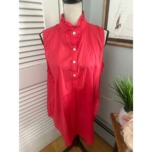 TUCKERNUCK Womens Top XXL Poppy Pink Teagan Sleeveless Popover Ruffle Collar